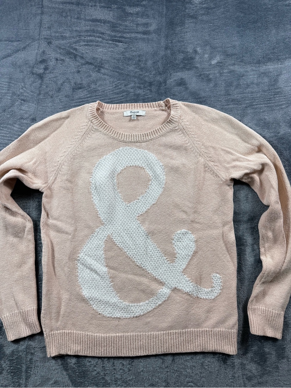 Madewell Ampersand Intarsia Sweater Pink & White Small